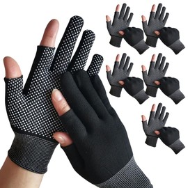 I'm so happy Fingerless Gloves, Work Gloves, Anti-Slip, 2 Fingers, Thin, Fingerless Gloves, Smartphone, Touch Panel, Black (S)