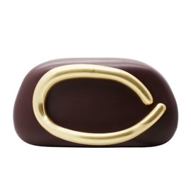 Tasysain Women PU Leather Metal Handle Handbag Trendy Commuting Compact Stone Purse Hand-held Causal Shoulder Clutch Bag, Burgundy