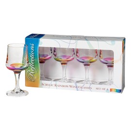 Merritt International Acrylic Rainbow Reflection Wine Glasses - Set of 4 (8 Ounces)