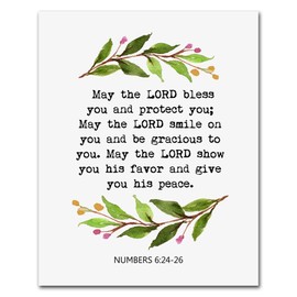 May The Lord Bless You, Numbers 6:24-26, Scripture Art, Bible Verse, Bible Verse Wall Art, Bible Verse Prints, No Frame - 8x10 inch