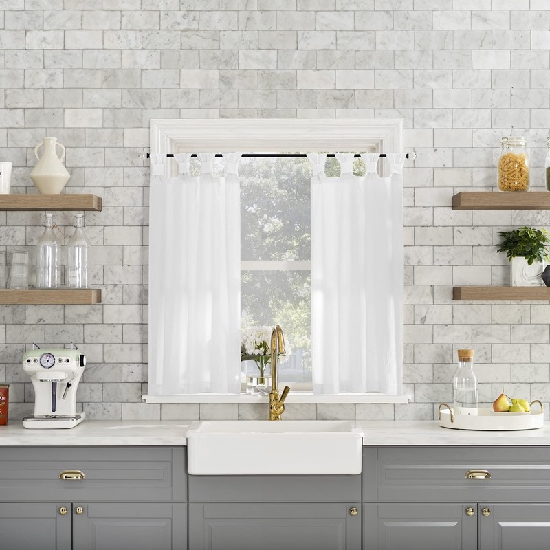 Archaeo Washed Cotton Small Window Twist Tab Cafe Curtains, 52"