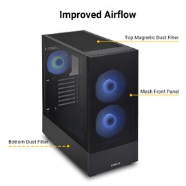 LIAN LI Mesh Airflow ATX PC Case Gaming Computer Case Mid-Tower Chassis with 3 ARGB PWM Fans Pre-Installed, Mesh Front Panel, Tempered Glass Side Panel, Water-Cooling Ready(LANCOOL 205 MESH, Black)