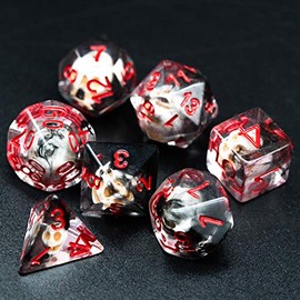 World of Dice Skull Dice 7-Piece Pen and Paper Dice Starter Set for Dungeons and Dragons and More
