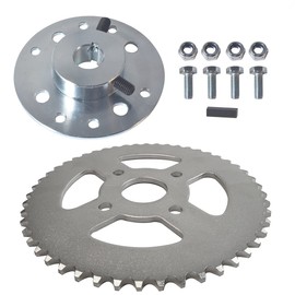 CPVNQMDG Steel Go Kart Sprocket Hub for 3/4" Bore & 3/16" Keyway Hardware Kit with 420 Chain 50T Rear Drive Sprocket 4 Hole for Go Cart Mini Bike Silver Parts