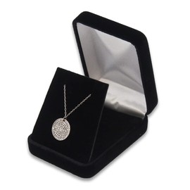 N N'icePackaging - 1 Qty Classic Velvet Metal Midnight Black Pendant Jewelry Gift Box w/matching insert and White Satin lined lid
