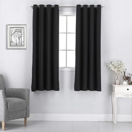 Rooney 2 Panels 100% Blackout Curtains, Thermal Insulated Solid Grommet Top Room Darkening Curtains/Drapes (Black, 52 W x 45 52 in x 45 in (W x L)