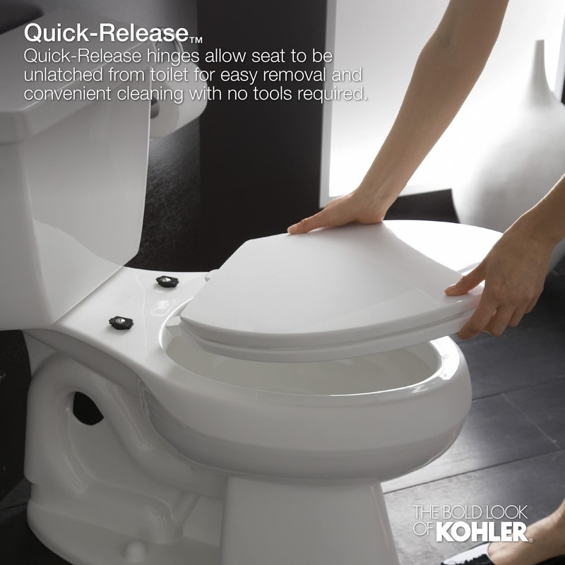 KOHLER K-4639-47 Cachet Round, Grip-Tight Bumpers, Quiet-Close, Quick-Attach Hardware, No