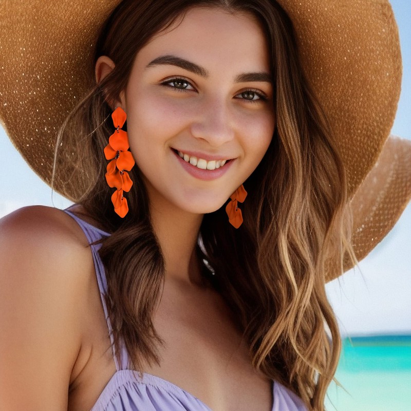 Flyonce 4 Pairs Acrylic Petal Earrings for Women Casual Dress,