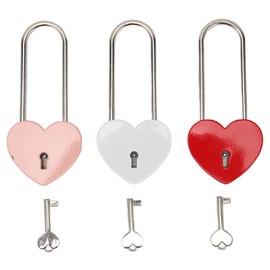 3pcs Heart Shaped Padlock with 3 Keys Rustproof Zinc Alloy Heart Lock Love Lock for Small Luggage Handbag Jewelry Box