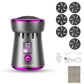 IYOFINE 2025 Electric Foot Callus Remover, Rechargeable Pedicure Tool, Stainless Steel Heads for Dry Heels (Gray Purple)