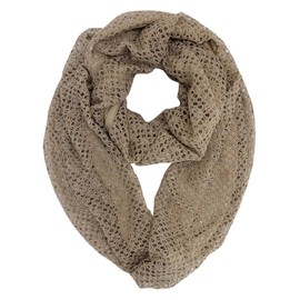 Taupe Net Infinity Scarf With Sequin Overlay