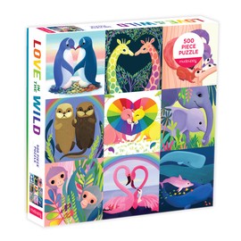 Mudpuppy's Love in The Wild 500 Piece Family Puzzle, Highlighting Love Found in The Animal Kingdom, Bright Artwork for Hours of Puzzling Fun, Perfect for Ages 8+, Puzzle Image Insert Included