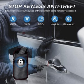 Faraday Pouch for Car Key, WEKUBA 3 Packs of Faraday Bags, with Hooks and Fixed Key Rings, Car RFID Blocker Bag for Car Security, Anti-Theft Signal, Anti-Hacking Case Blocker