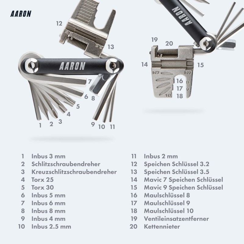 AARON Tool 20 in 1 Multitool - Bicycle Multifunctional Tool