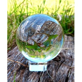 Clear Crystal Sphere K9 Ball 50-200mm with Crystal Stand Meditation Healing - 80mm