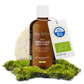 BEAUVITAL Organic Hericium Extract Liquid | Liquid Extract Lion's Mane/Hedgehog Spiny Beard by Dual Extraction in Glycerine, 100 ml