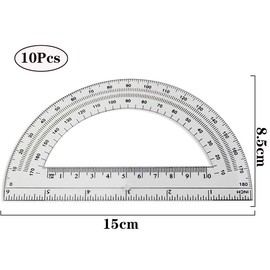 BOBOZHONG 180 Degree Protractor, 10PCS Plastic Protractor Geometry Goniometer, Clear Angle Measurement Measuring Tool for School and Office (6 Inch)