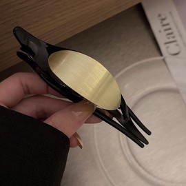 NAKANOYA Sideways Hair Claw 1 Piece Metal Alloy Metal Plastic Resin Hair Claw Side Bangs Side Bangs Hair Clip Back Hair Basic Luxury Monotone Natural Metallic Color Thin Slim Hunger Slit Line