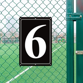 i-CowFun Premium Aluminum Number Signs 6, Metal 12" X 8" Black Numbered Signs Outdoor for Parking Lots, Floor, Dock, Court, Aisle, Field, High Visibility, No Fade, Weather-resistant