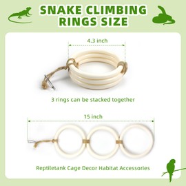 2 PCS Reptile Climbing Loops, Snake Climbing Rings, Snake Tank Accessories for Ball Python & Corn Snake-Terrarium Enrichment Toys for Snake, Iguana, Chameleon, Parrot, Lizard (White)