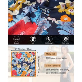 CHLINS 4 PCS 27.5 Inches Satin Head Scarf Silk Scarf for Women Lightweight Hair Bandanas Head Scarves Neck Scarf Hair Wrap (Black+Orange+Purple+Pink)