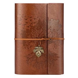 ANOMM PU Leather Journal Notebook, Refillable Notebook with Lined Pages, Travelers Notebooks, Spiral Bound Journal, Gift for Women, Men, Girls and Boys, 160 Pages (A5, 23.5 × 16.5cm, Brown)