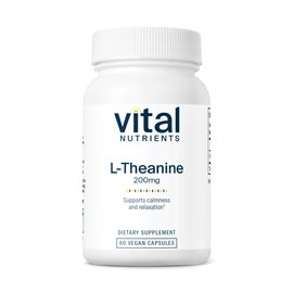 Vital Nutrients Vital Nutrients L-Theanine 200mg | Vegan Supplement | L Theanine Supplement Supports Normal Stress Levels and Cognitive Function* | Gluten, Dairy and Soy Free | 60 Capsules