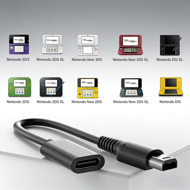 PDEEY 3DS to USB C Adapter Charger Cable Charging for
