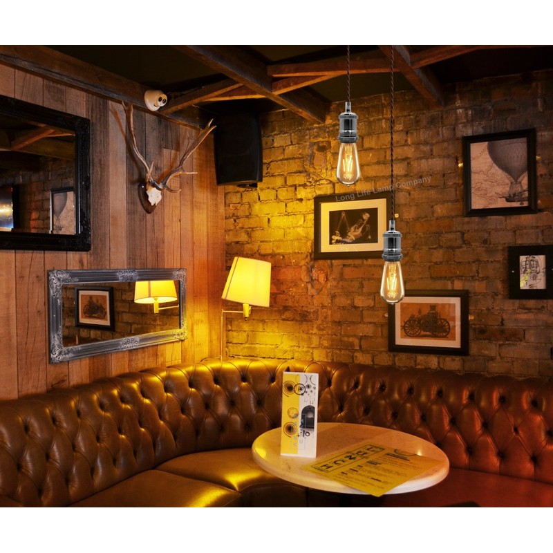 Industrial Vintage Ceiling Pendant Lamp Holder Chrome E27 Fitting M0011CH