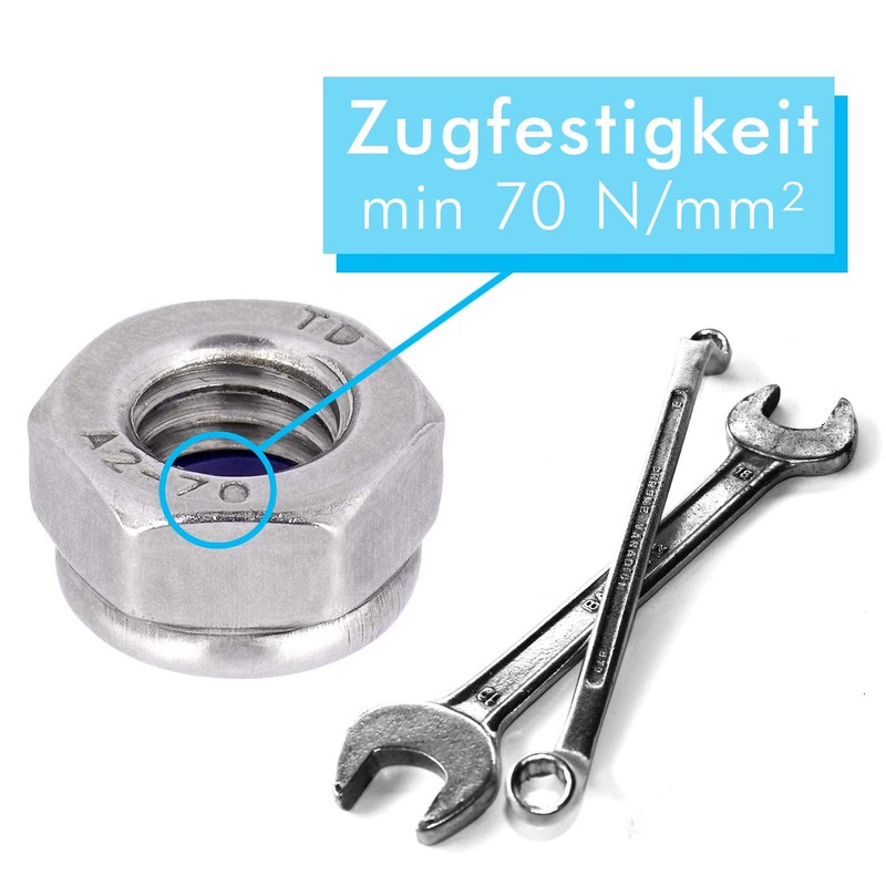 Sicherungsmuttern M16 10 Stück DIN 985 Edelstahlmuttern Stoppmuttern Klemmmuttern selbstsichernde