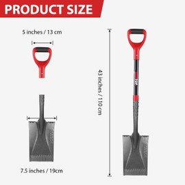 HANTOP Spade Shovel Garden Flat Shovel Square Point Shovel Trenching Shovel for Digging Gardening Planting Edging, 43 inches