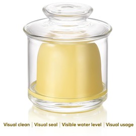 Hekeieon Butter Crock, Elegant Crystal Glass French Butter Dish for Fresh Spreadable Butter, Butter Keeper, Glass Butter Keeper to Leave On Counter, Transparent