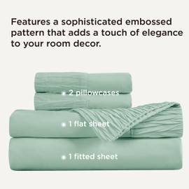 Bedsure Queen Sheet Set - 4 Pieces Soft Queen Size Sheets - Breathable & Cooling - Hotel Luxury - Easy Care Polyester Microfiber Bedding for Women, Men, Mint Green