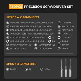 Precision Screwdriver Set, 150 in 1 Electronics Tool Kit with 120 Bits Magnetic Screwdriver Set & 30-bit Handy Repair Tool for Computer Phone Watch Camera Laptop