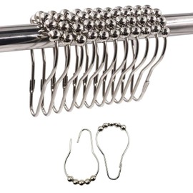 14pcs Shower Curtain Hook Rings,Shower Curtain Hooks,Stainless Steel Roller Balls Bath Curtain Rings,Heavy Duty Drapery Rings,Roller Balls Shower Curtain Rings for Window Bathroom Shower Curtain Rods