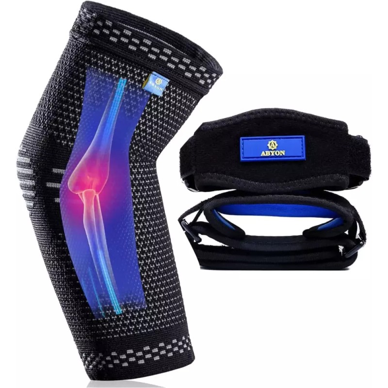 ABYON 압박 팔꿈치 지지대 1피스 슬리브 남성용 테니스 패드 2개로
