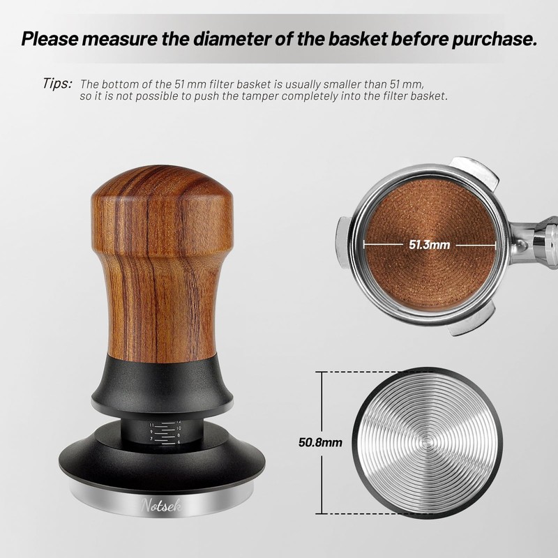 NOTSEK Coffee Tamper 51mm, Spring Loaded Tamper Tool with Ripple