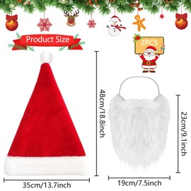 Christmas Hat, Christmas Hat, Hat with LED Light, Santa Hat, Christmas Hat, LED Hat, Santa Hats with Santa Beard, Christmas Hat, One Size for Children and Adults