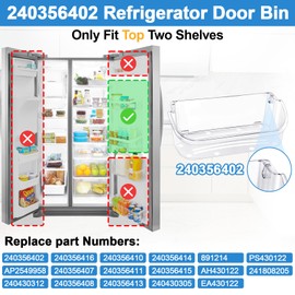 [2 PACK] UPGRADED 240356402 Refrigerator Door Bin Compatible with Frigidaire Door Shelf Replacement Refrigerator Door Shelves FFSS2615TS0 LFSS2612TF0 FGHS2631PF4A LFSS2612TE0 FFSS2615TS5 Door Bin