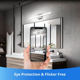 Combuh LED Vanity Lights Bar 24 Inch Bathroom Light Fixtures 14W IP44 Over Mirror Lighting Indoor Wall Sconces Modern Cool White 6000K for Washroom Set of 2