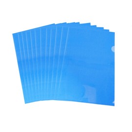 Wiekyze L-Type Plastic Folder Safe Project Pockets Transparent Clear Document Folder 12pcs for A4 paperPlastic Paper Jacket Sleeves in Assorted Project Folders(Blue)