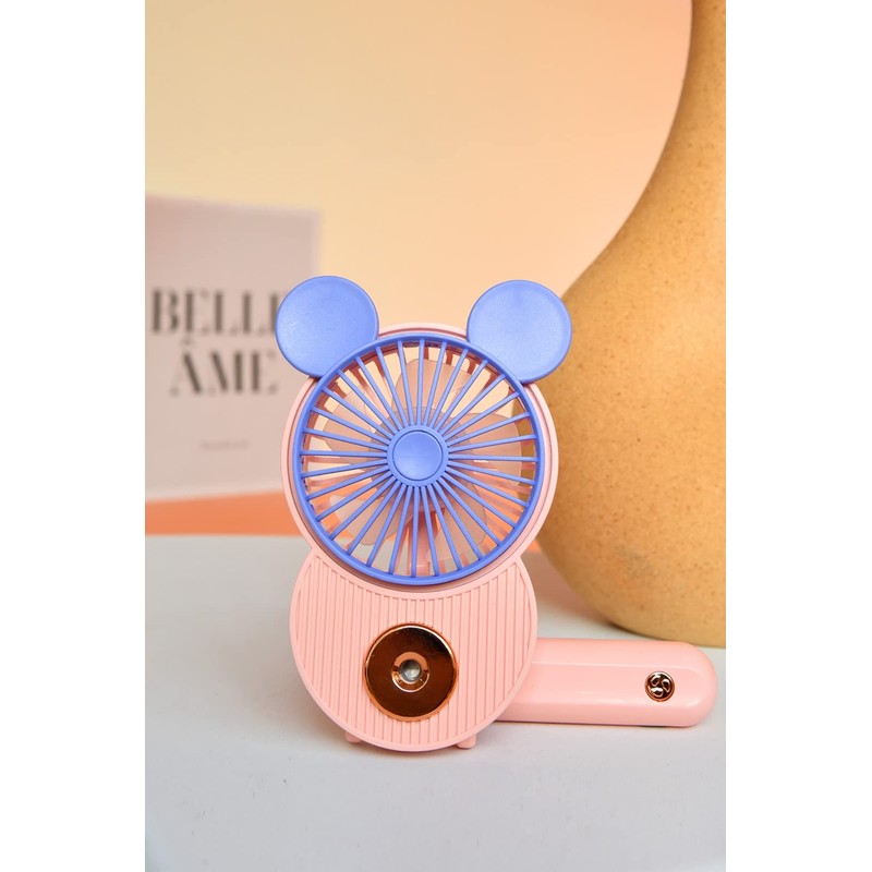 LACOVIA Cute Mickey Misting Mini Fan, Handheld Portable USB Rechargeable