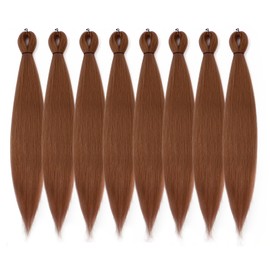 DIFUNEE Pre-stretched Braiding Hair - 12 Inch 8 Packs Brown Mid-Length Braiding Hair For Twist or Box Braids, Yaki Texture Hot Water Setting Synthetic Braiding Hair Extensions (12 Inch, #30-8P)