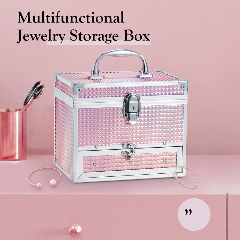 Hododou Girls Jewelry Box Organizer with Drawer & Mirror, Shiny