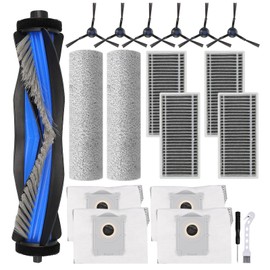 Attemart Replacement Parts for Ecovacs Deebot X8 Pro Omni, X8 Omni Robot Accessories for Yeedi S14 Plus Vacuum Kit, 1 Main Brush, 2 Roller Mop Pad, 4 Filters, 4 Dust Bags, 6 Side Brushes, 19 Pack