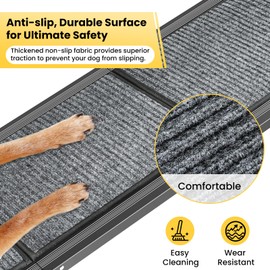 Dog Ramp for Car, 71''x 17.3'' Extra Long Dog Ramp for Truck with Non-Slip Rug Surface, Portable and Folding Dog Car Ramp for SUV & Car, Outdoor Pet Ramp for Large Dogs Up to 250 LBS