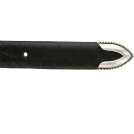 Gareth Italian Calfskin Genuine Leather Designer Dress Belt 1-1/8"(30mm) taper down to 1"(25mm) wide (Alligator Black, 32)