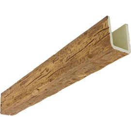 Ekena Millwork 3 1/2"W x 5 1/2"H x 96"L 3-Sided (U-Beam) Salvaged Timber HeritageTimber Faux Wood Ceiling Beam, Warm Caramel