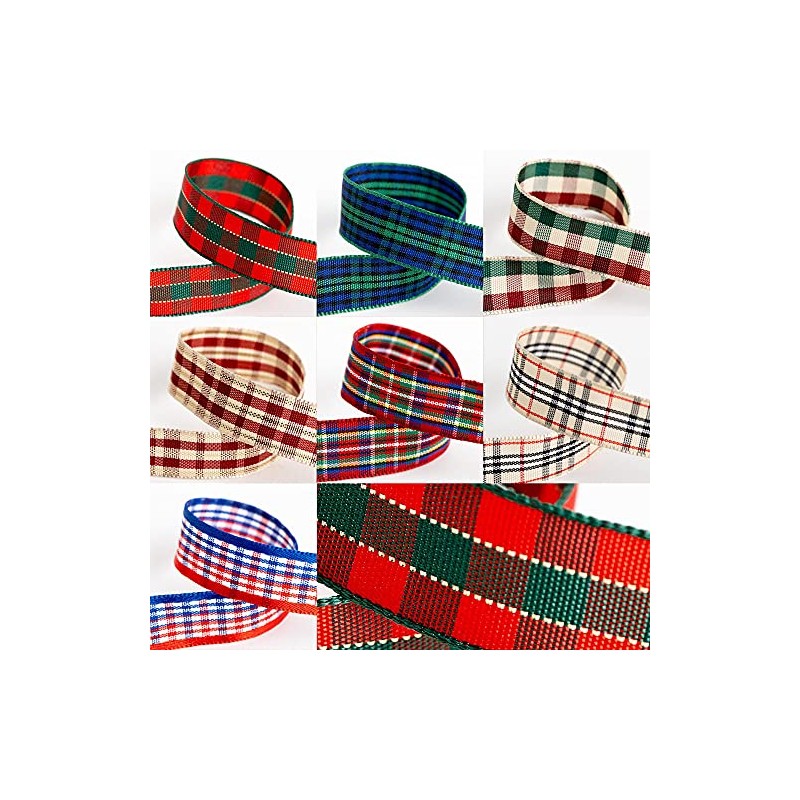 Tartan Ribbon 16mm x 10M - Burgundy/Cream/Green
