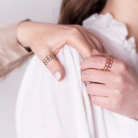 ALEXASCHA Mother Daughter Gift • Ring Set of 2 Statement Rings in Silver and Rose Gold • Mother's Day Gift • Jewellery Set Adjustable from Size 60 (Diameter 19 mm), Stainless Steel